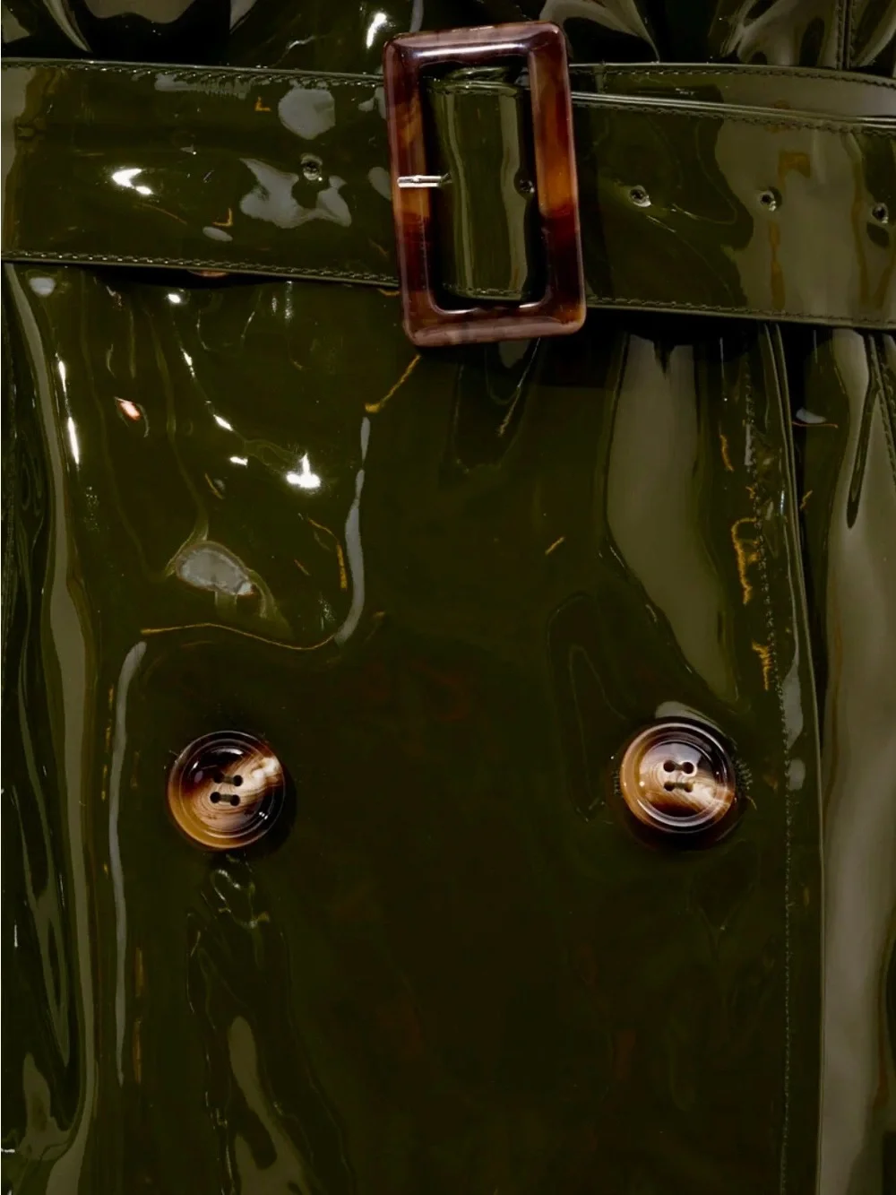 AKIRA MITICA PATENT TRENCH IN OLIVE Size LL - Picture 6 of 6